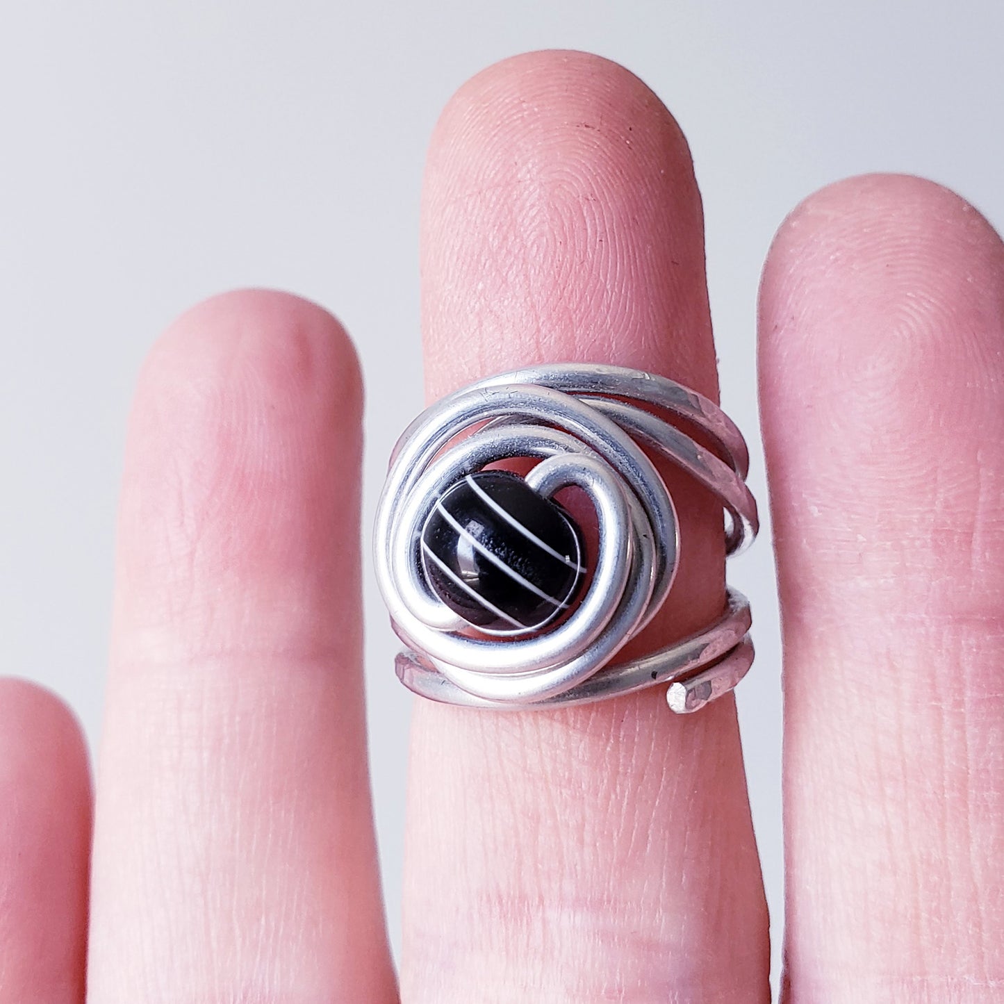 Hammered Beaded Ring