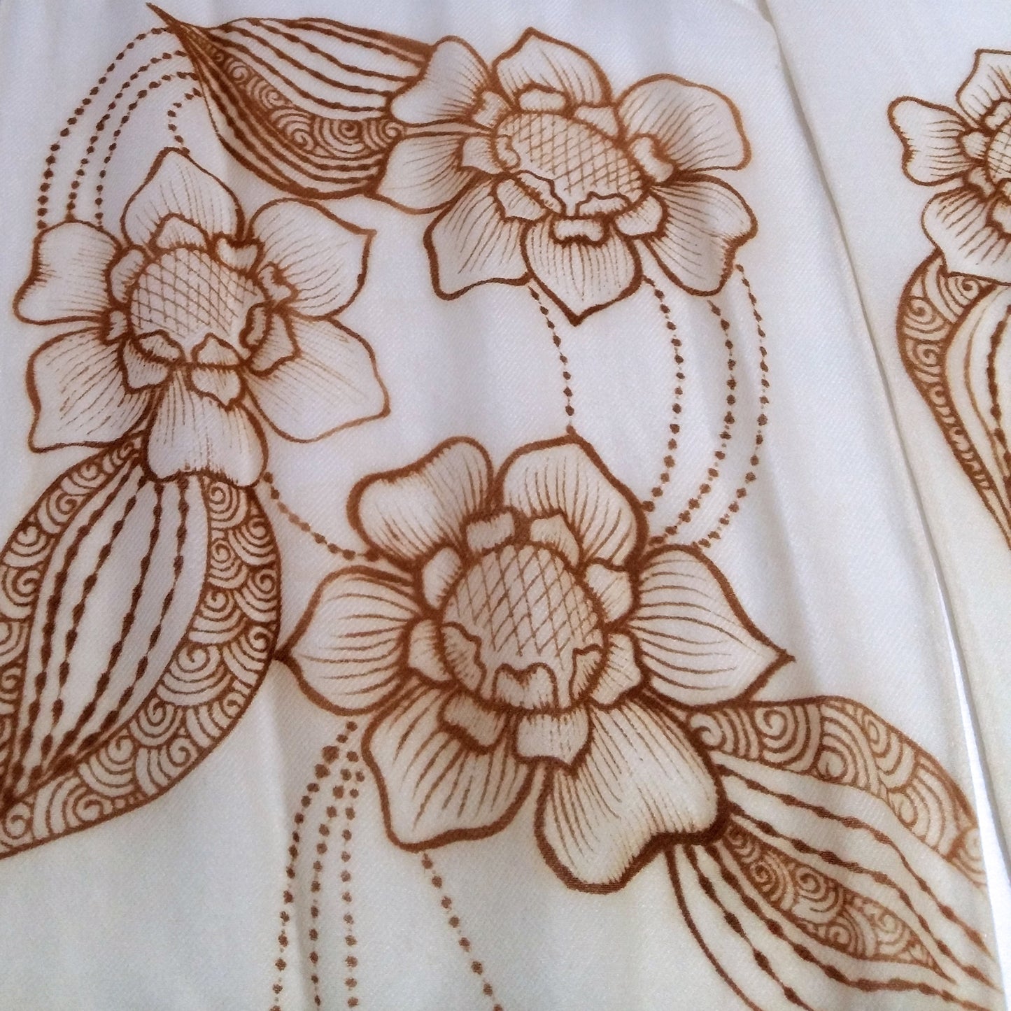 White Floral Scarf