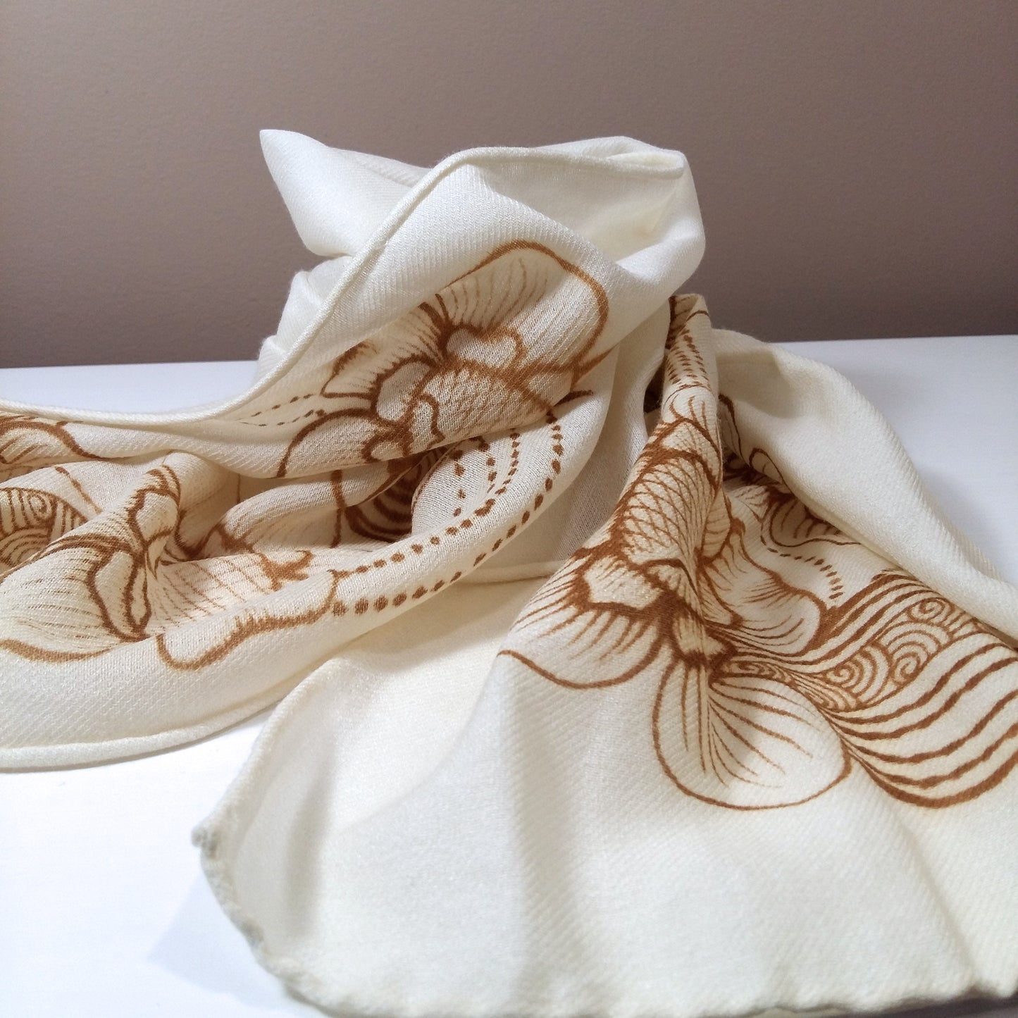 White Floral Scarf