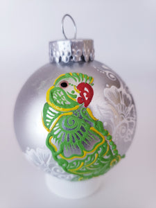 hand painted ornament parrot henna style