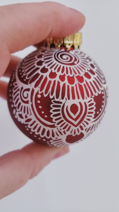 Hand Painted Glass Christmas Ornament 027
