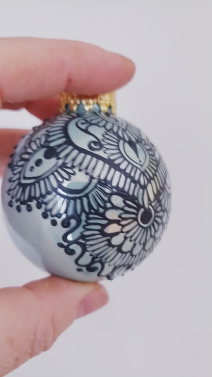 Hand Painted Glass Christmas Ornament 033