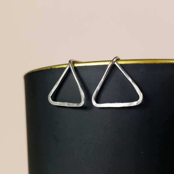 Long Back Hammered Triangle Studs