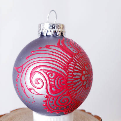 Hand Painted Glass Christmas Ornament 012