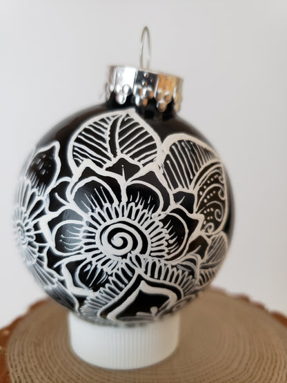 Hand Painted Glass Christmas Ornament 105