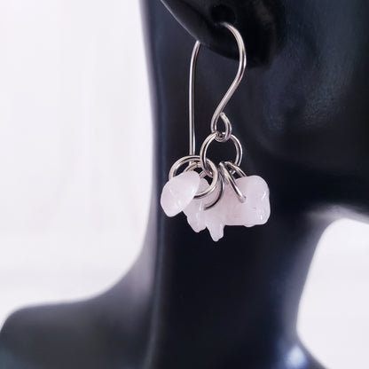 Rose Quartz Shaggy Bracelet & Earrings