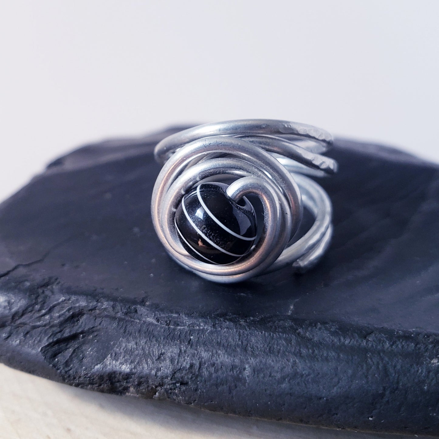 Hammered Beaded Ring