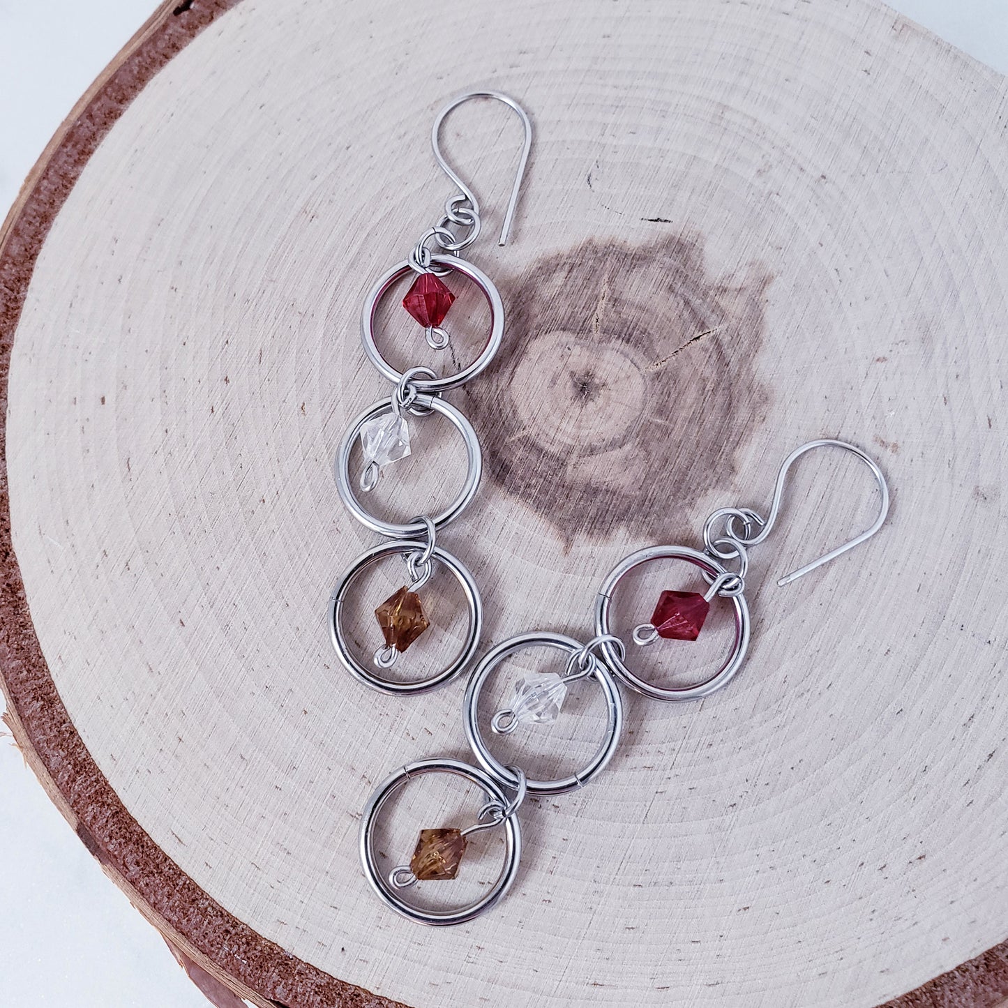 Three Ring Drop Earrings