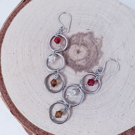 Three Ring Drop Earrings