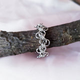 parrot safe jewelry, food grade stainless steel ring, handmade in the 'Forget Me Knot" chainmaille weave